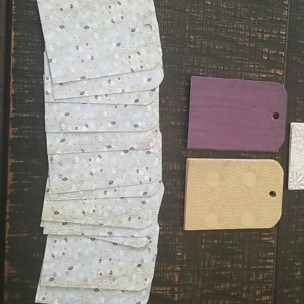 54 Handcut Rounded Corners Blank Back Mixed Print Cardstock Gift Tags